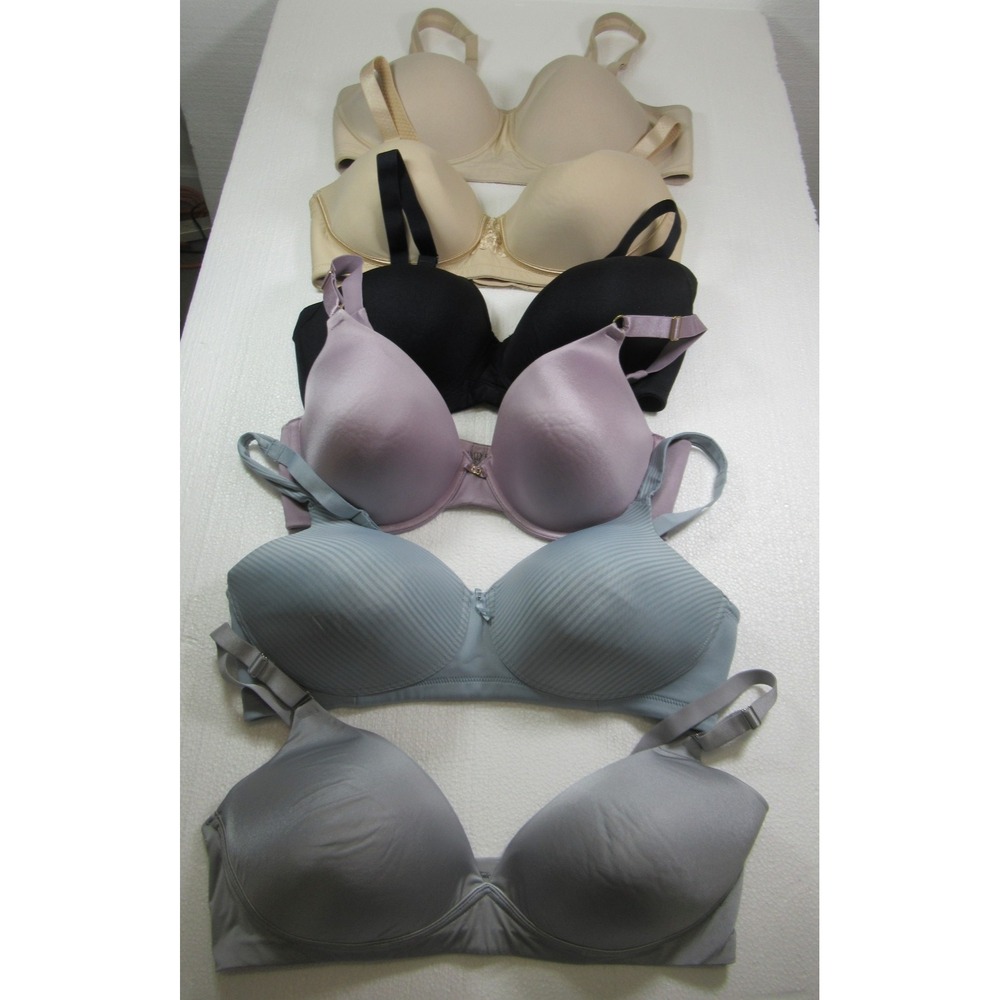 6 Vanity Fair Bras Lot Bundle 38D Black Blue Wireless Underwire 72389 71500